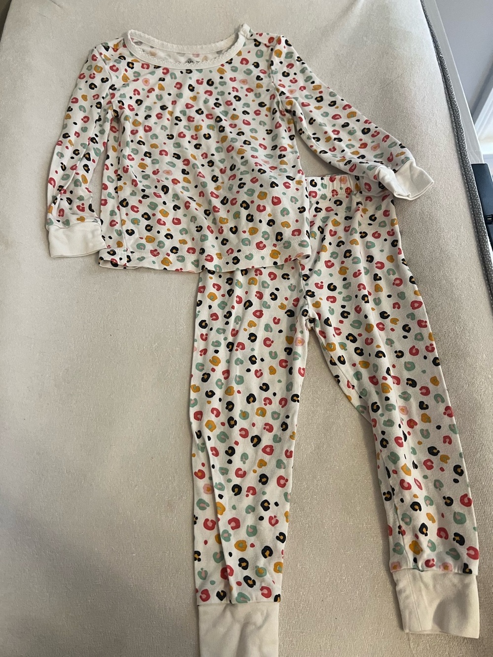 Little Me Cream Multicolor Leopard-Print Pajama Set